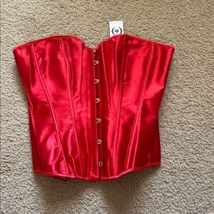 Red 2 piece set corset and thong